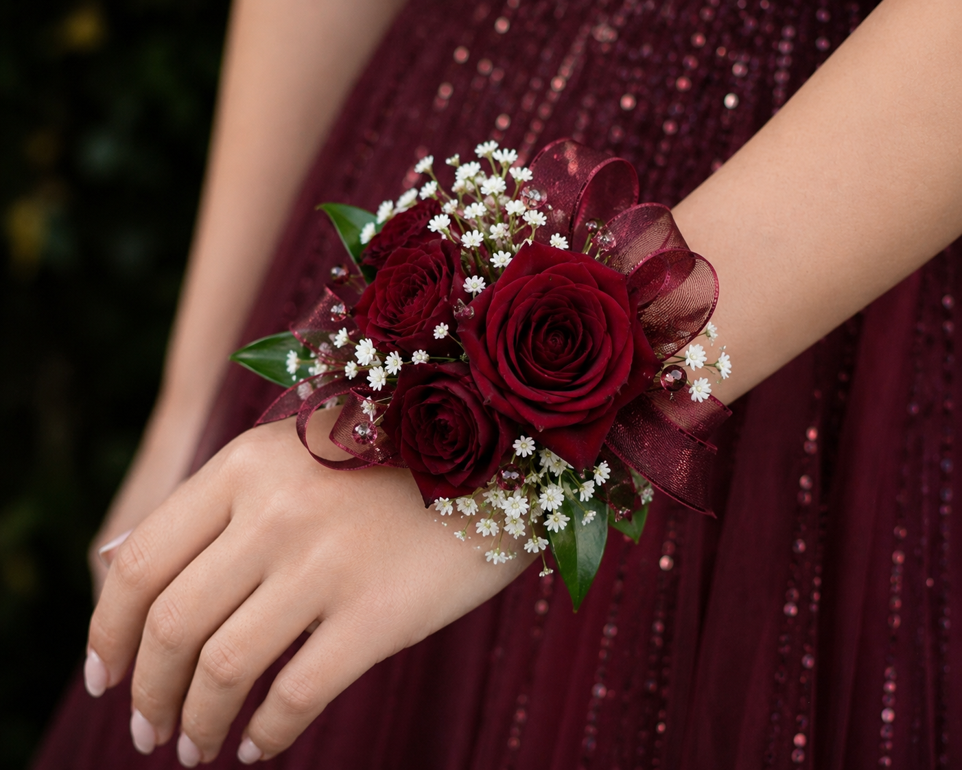 Burgundy Corsage
