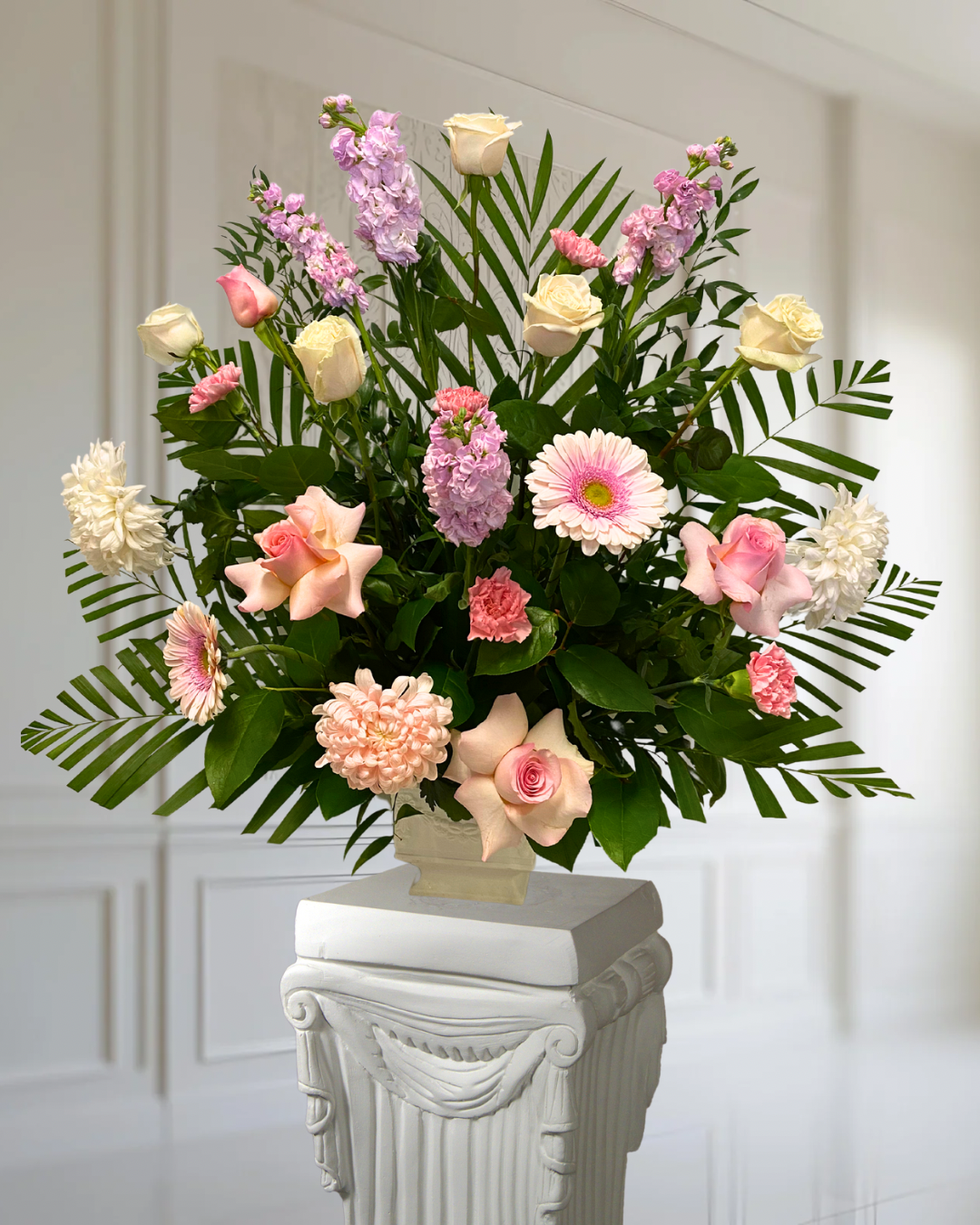 Light Pink Funeral Vase Arrangement