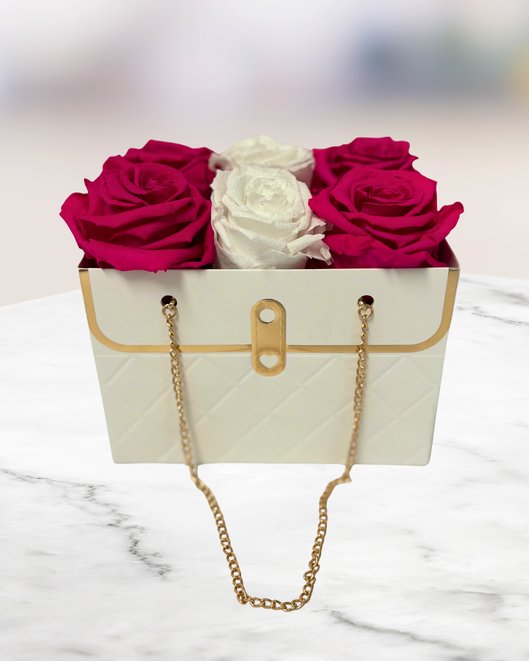 Fresh Roses in purse gift bag