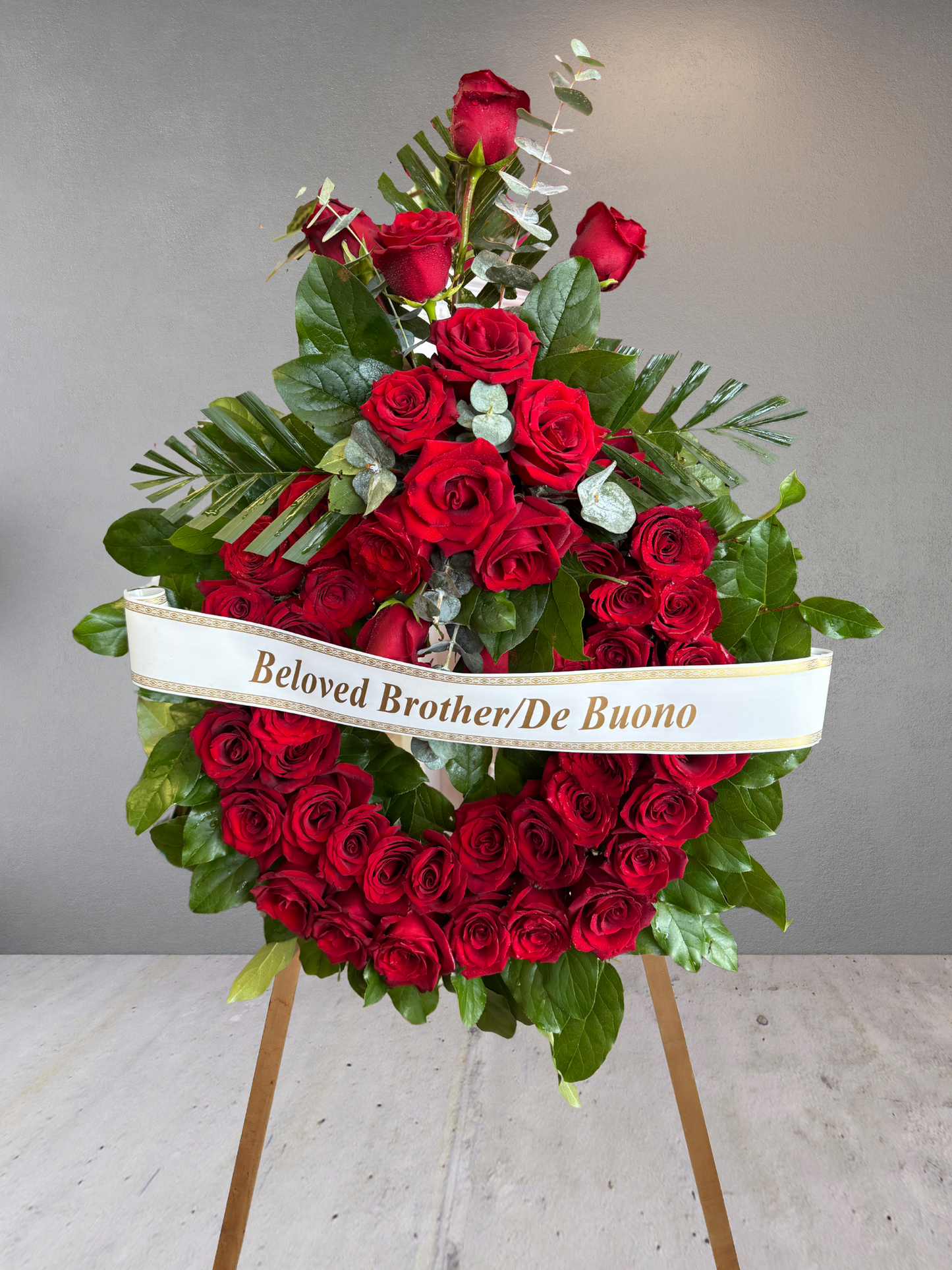 Red Rose Funeral Wreath