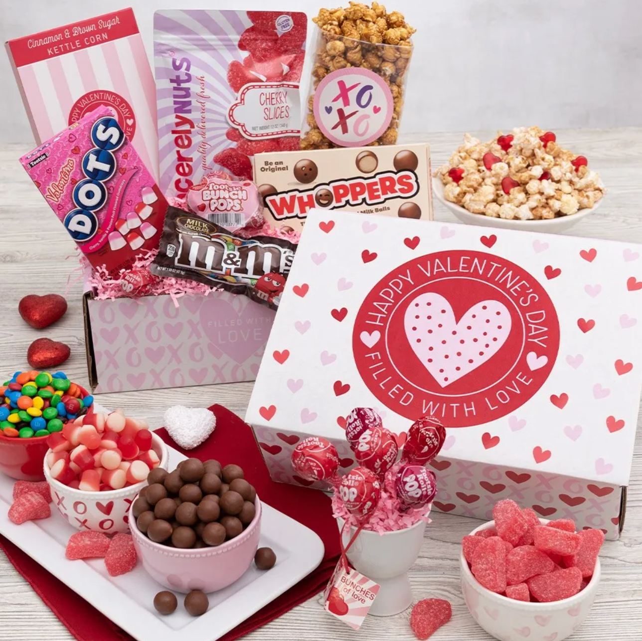 Valentine's Day candy snack basket