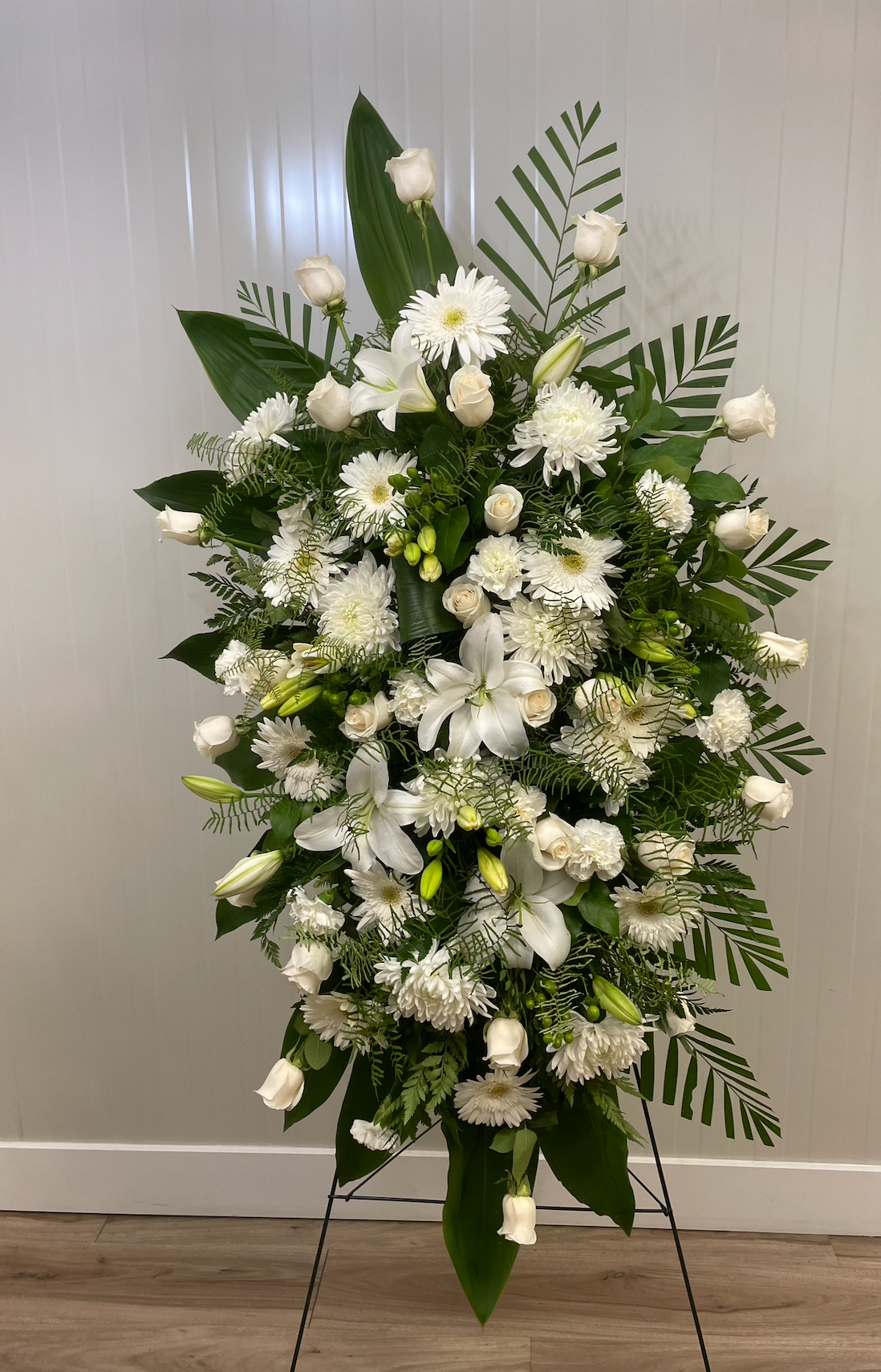 White Funeral Standing Spray