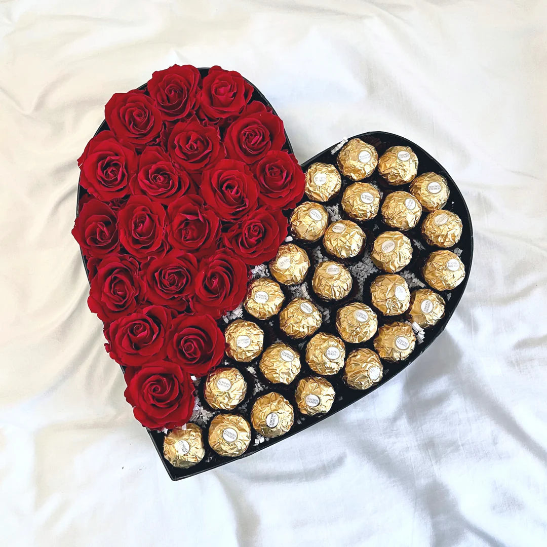 Luxury Red Rose Heart Box With Chocolates – Sweet Petals Florist