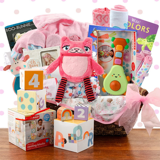 Newborn Baby Pink Gift Basket