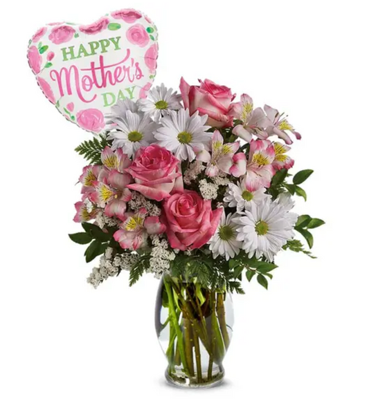 Mother's Day Pink & White Vase Arrangement