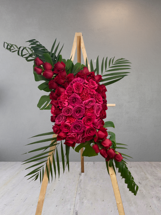 Dark Pink and Red Funeral Standing Spray