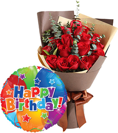 Arreglo de cumpleaños de rosa roja