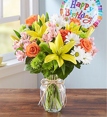 Flores de cumpleaños brillantes