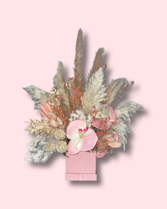 Pink and White Dried Flower Arrangement