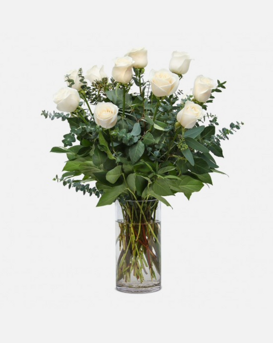 White Rose Vase Arrangement