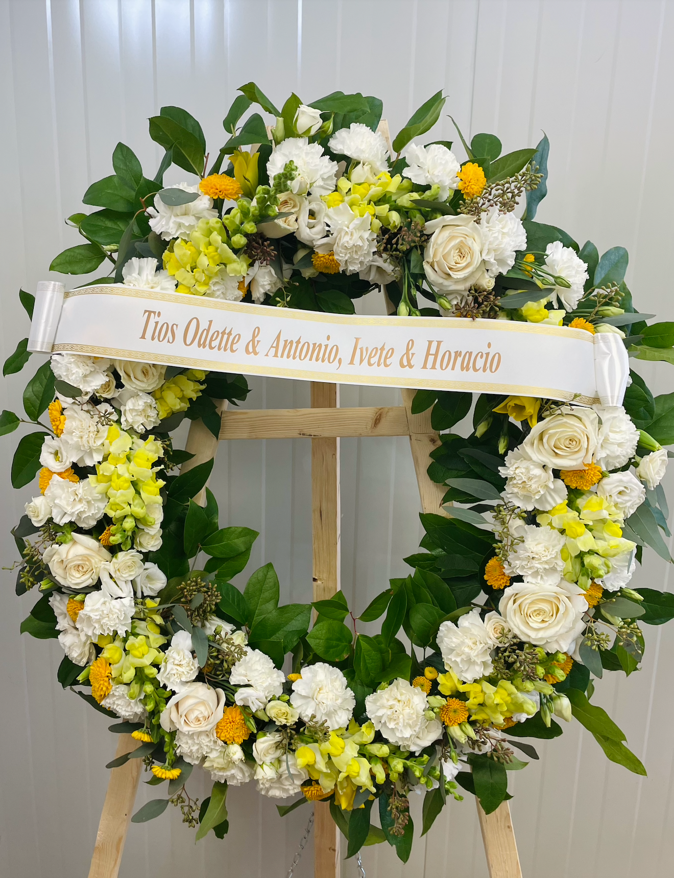 White and Yellow Funeral Wreath