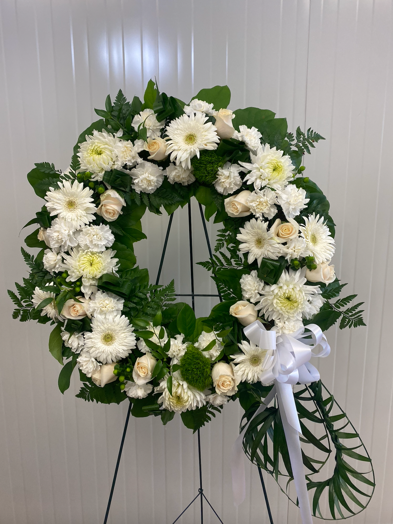 Elegant White Funeral Wreath