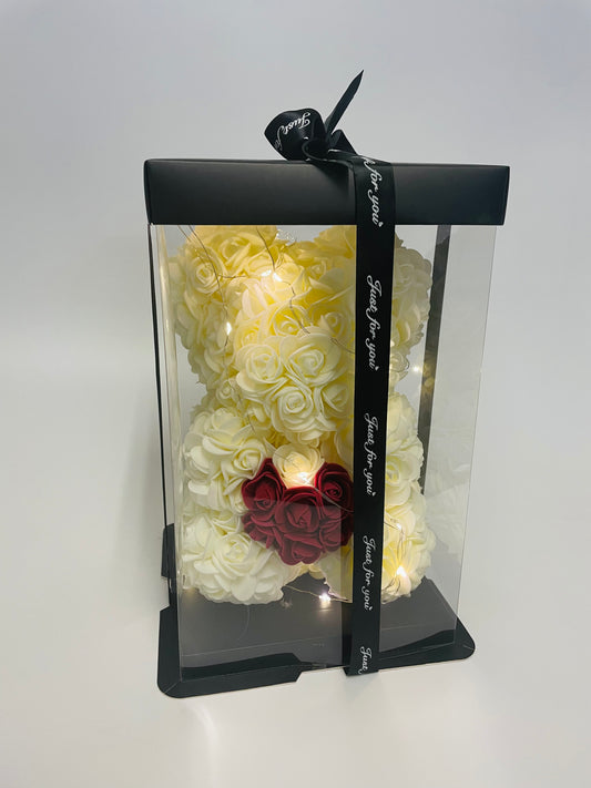 Forever rose teddy bear with heart