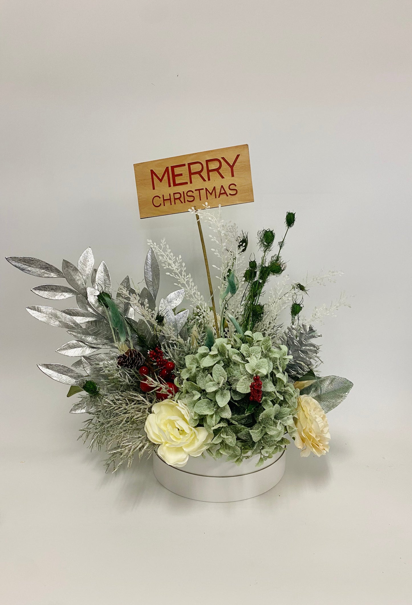 Christmas dried flower arrangement